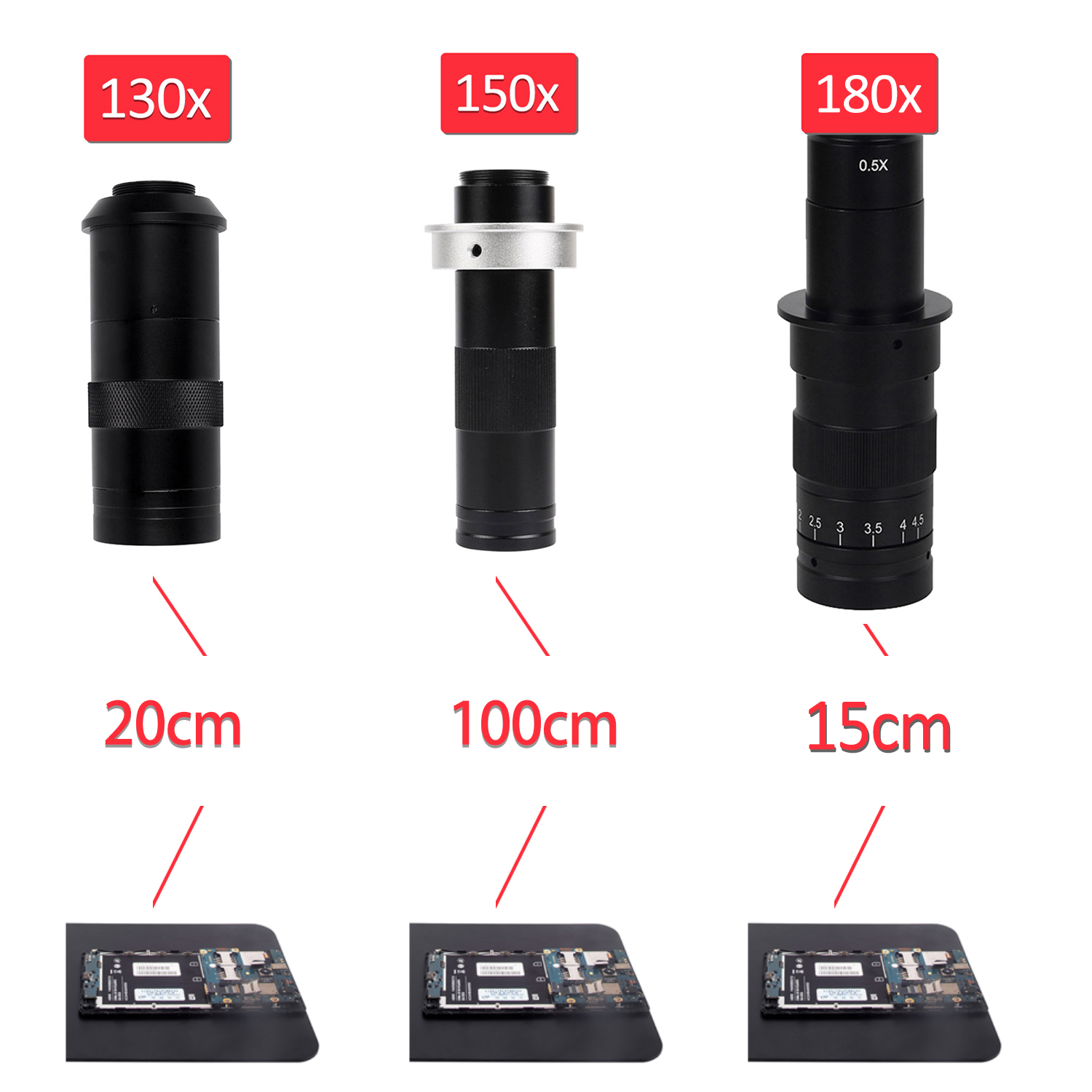 130X 180X Video Microscope Camera Objective lens 180 multiples Adjustable Zoom Lens Accessories C-MOUNT for HDMI VGA USB camera. 