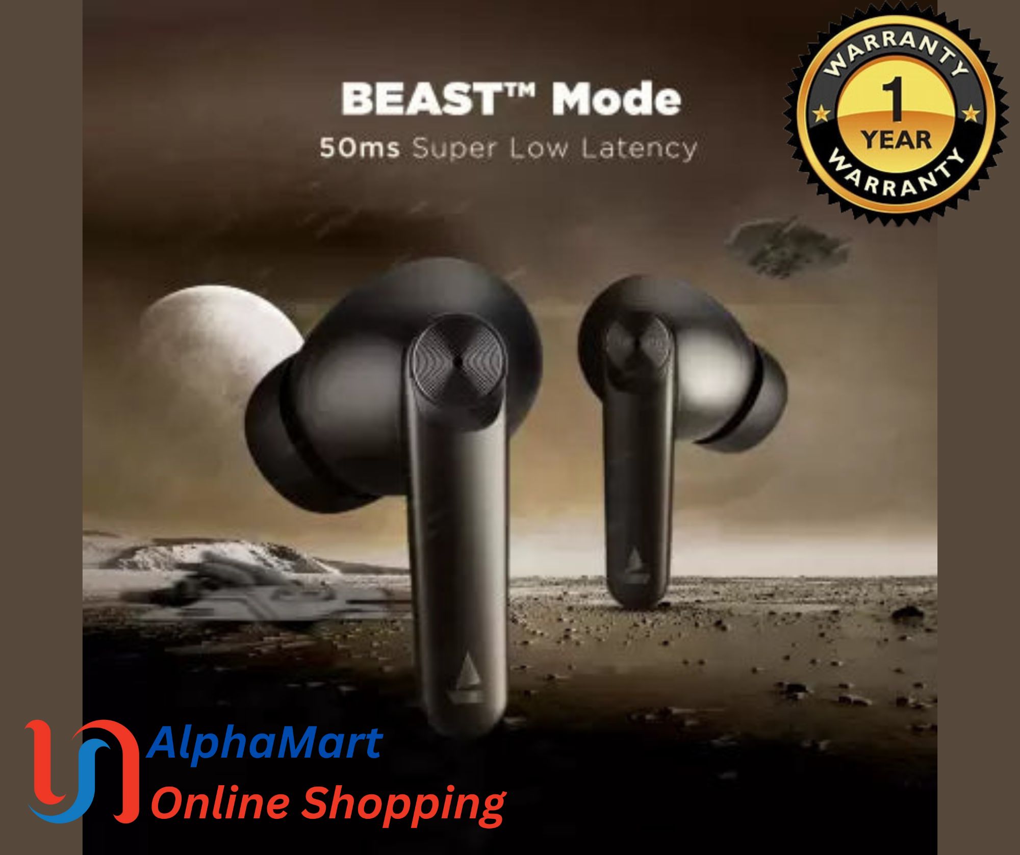 boAt Airdopes Atom 83 True Wireless Earbuds with up to 50 Hours Playtime, Quad Mics with ENx™ Technology, 13mm Drivers, BEAST™ Mode, ASAP™ Charge, with 1 year replacement guarantee.