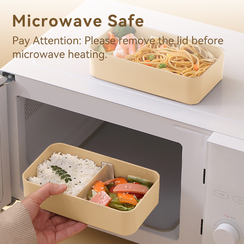 WORTHBUY Portable Lunch Box Microwave Safe Plastic Bento Box With Compartments & Sauce Box Stackable Salad Fruit Food Container. 