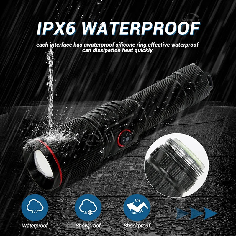 8000LM Military Tactical Flashlight Rechargeable LED Torch 3000M High Power LED Flashlight Powerful Lantern With Rat Tail Switch. 