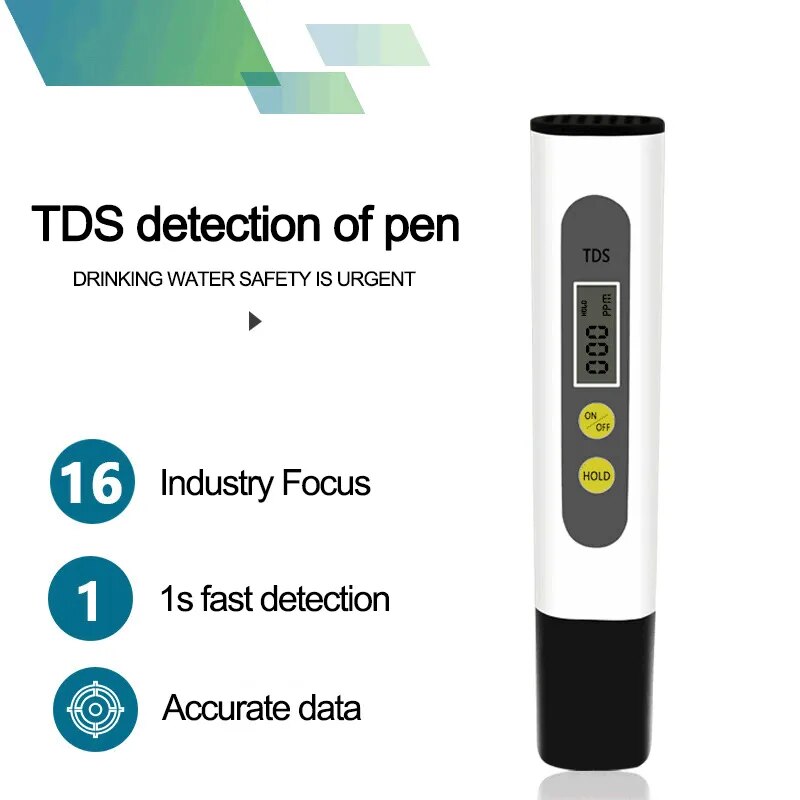 White TDS Testing Pen Household Water Testing Pen Water Quality Testing Tool Hardness Impurity Detector 1PC. 