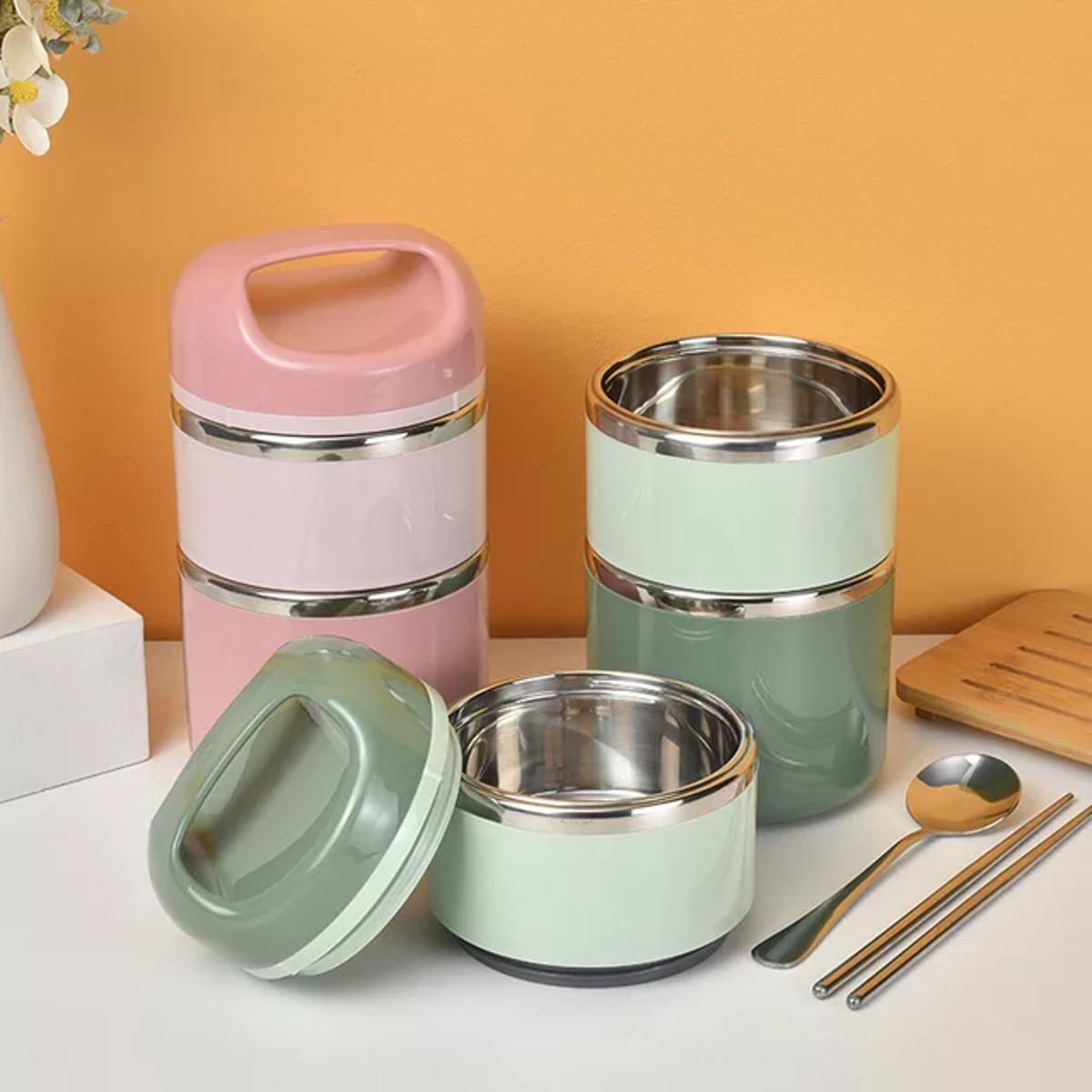 2 layer Tedemei Food Grade Stainless Steel Lunch Box. 