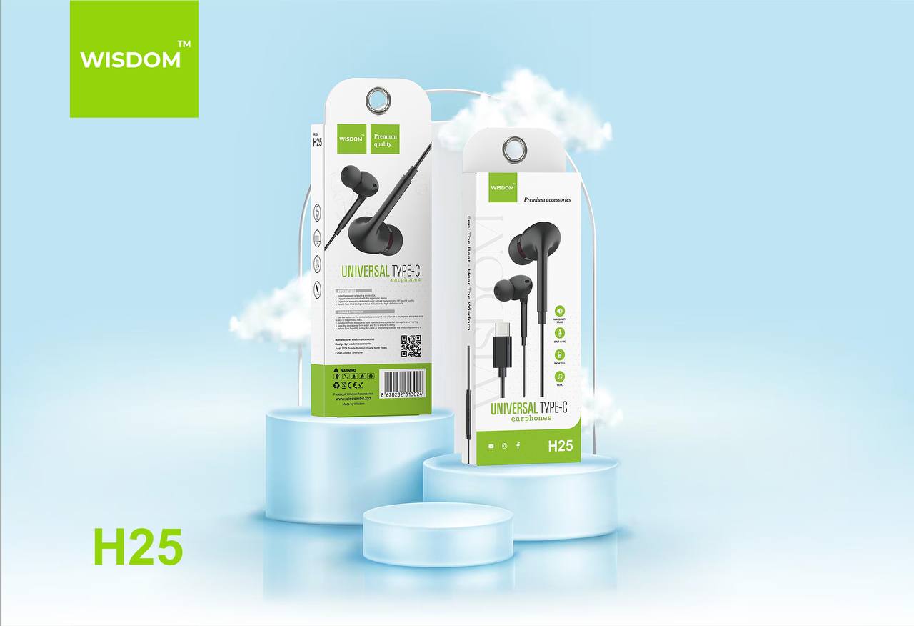 WISDOM H25 Universal Type-C Earphone All Mobile phone model Supported