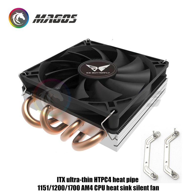 Mini ITX Case CPU Air Cooler Ultra-thin H39mm 4 Copper Heatpipes CPU Radiator 4Pin PWM For AMD AM4/ Intel 115X 1700 Platforms. 