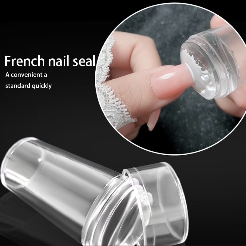 Silicone Fingertip Printing French Nail Seal Transparent Jelly Template Artistic Pattern DIY Scraper Accessories Tool Set. 