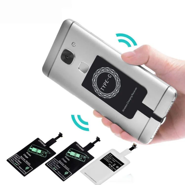 Type C Qi Wireless Charger Receiver Lightweight Charging Adapter Pad Coil-black. 