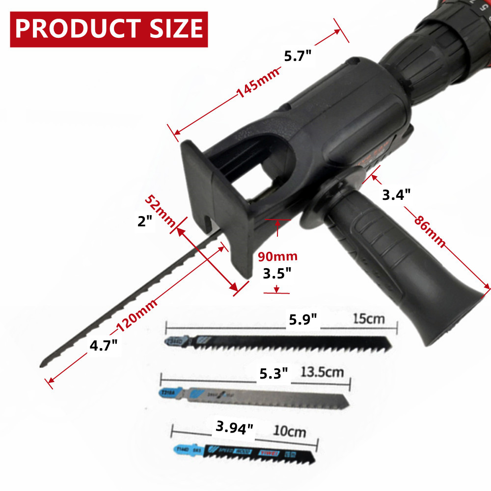 Portable Reciprocating Saw Adapter Electric Drill Modified Electric JigSaw Power Tool Wood Cutter Machine Attachment with Blades. 