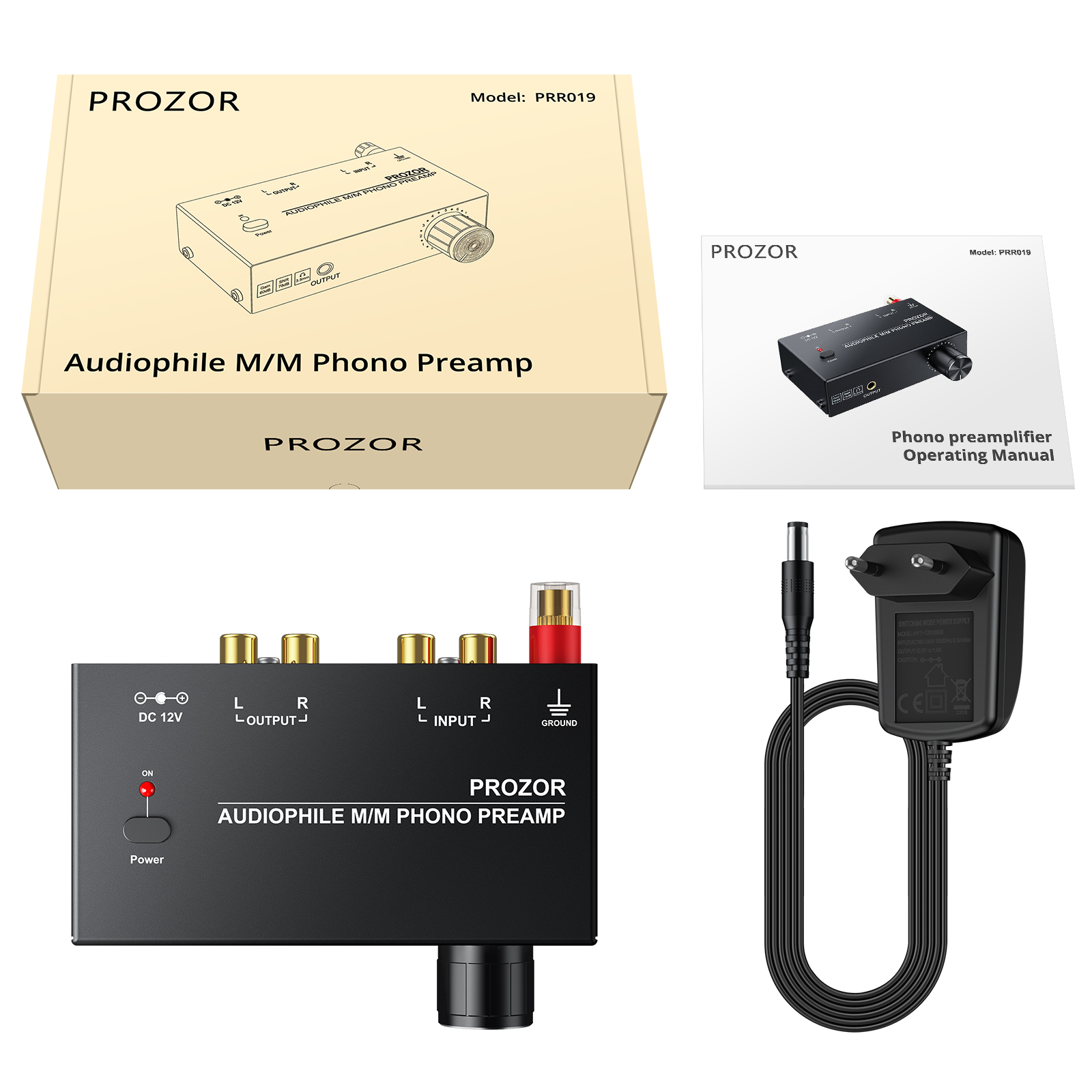 Prozor Phono Preamplifier Converter Audiophile M/M Phono Preamp Preamplifier With Level Control 2 RCA Input & Output For AK-750S. 