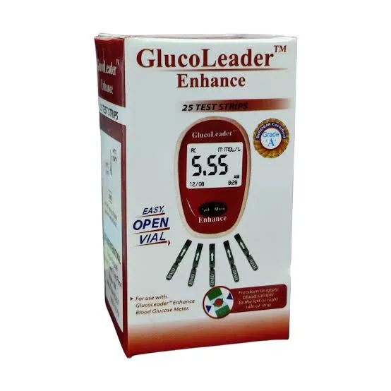 GlucoLeader Enhance RED Blood Glucose Test - 25 strips (No Box Only 1 vail). 