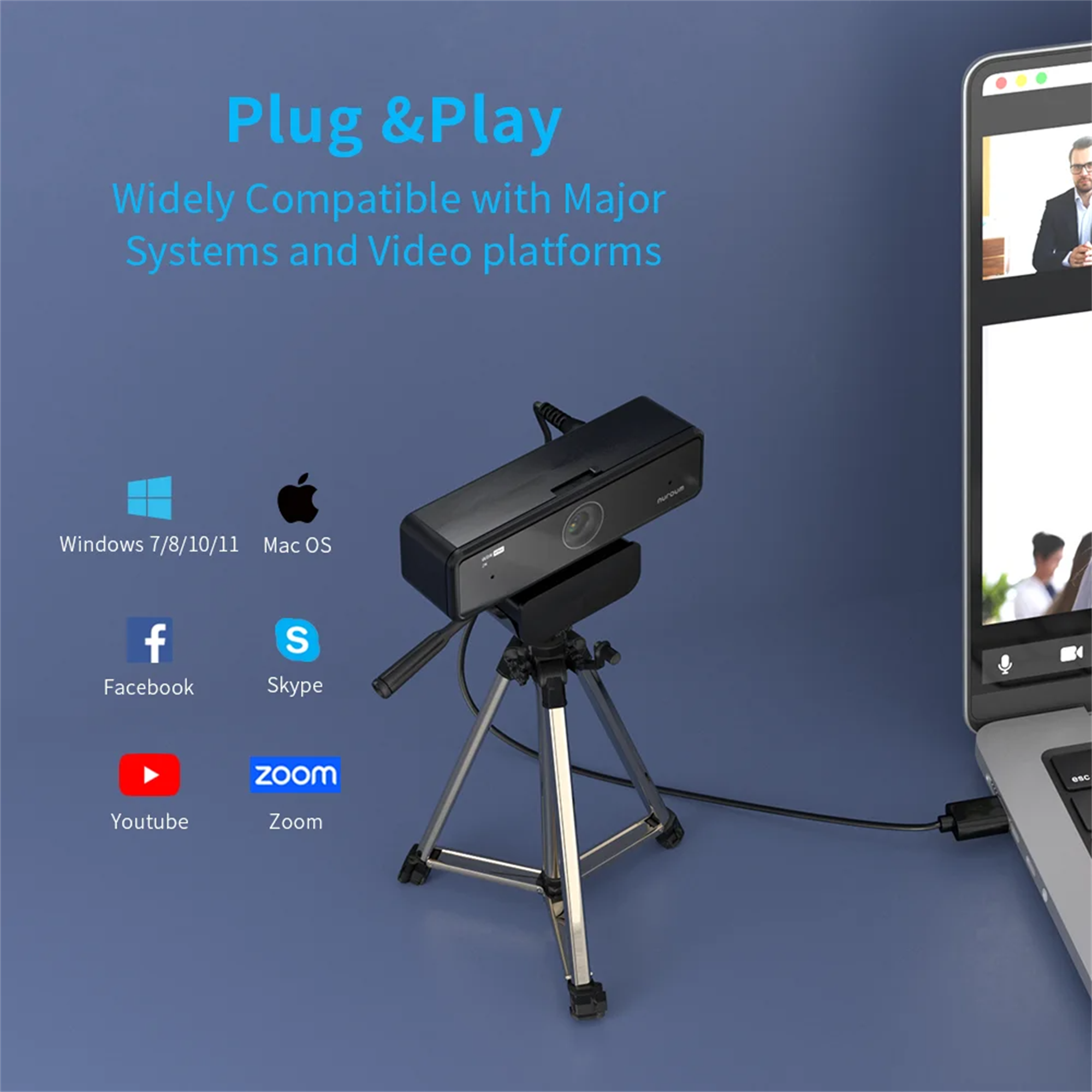 NUROUM V11 2K Webcam With Dual Microphone 1080P 60fps 1440P 30fps FHD Computer Mini Web Camera USB for PC Laptop. 
