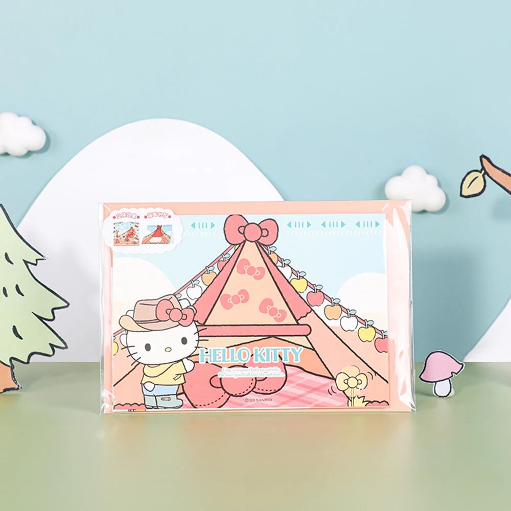 Sanrio Message Card With Envelope Closure Sticker Kuromi Mymelody Cinnamoroll Hellokitty Birthday Greeting Cards Girl Gifts. 