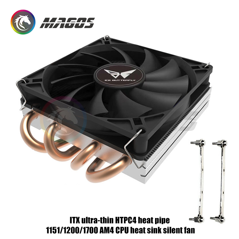 Mini ITX Case CPU Air Cooler Ultra-thin H39mm 4 Copper Heatpipes CPU Radiator 4Pin PWM For AMD AM4/ Intel 115X 1700 Platforms. 