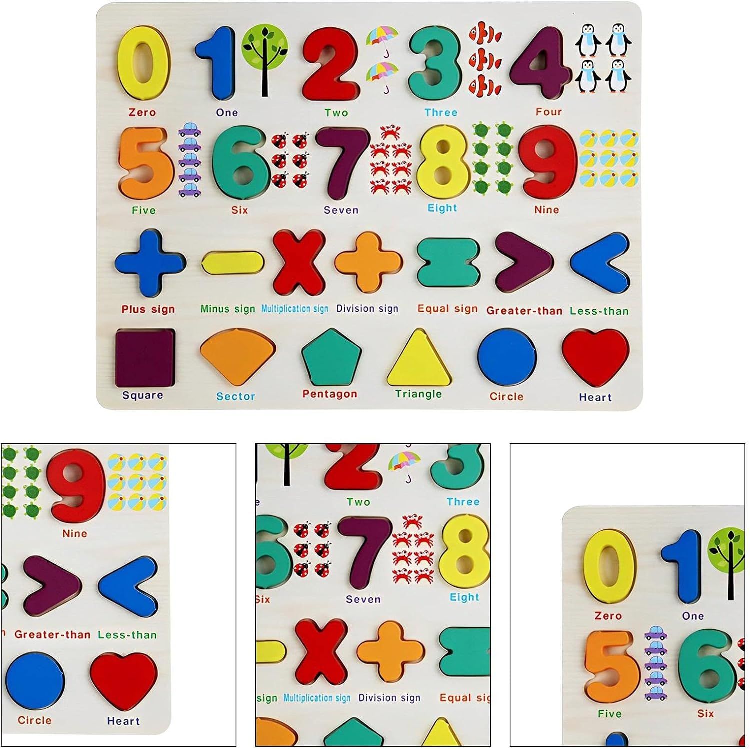 Wood puzzles for Toddlers, Learning Puzzles Toys for Preschool Year Old Birthday S Numbers Board. 