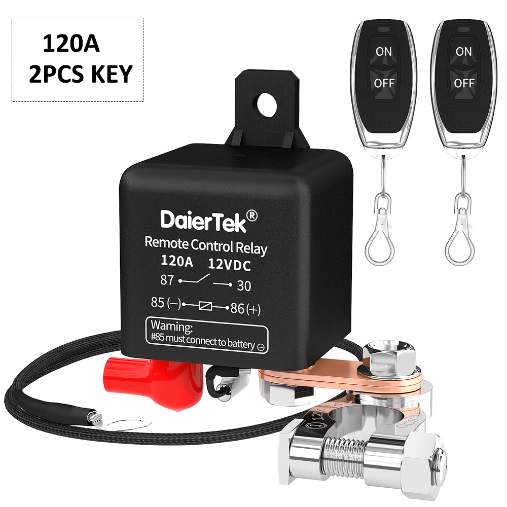 DaierTek Battery Switch Relay 12V Remote Control Battery Disconnect Cut Off Isolator Switch Anti-Theft with Remote ControlSwitch. 