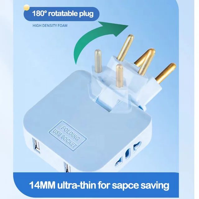 3 in 1 Mutli Plug Travel Adapter Socket (3 Power Socket) High Power EU Bangladesh Standard 180° Rotating Coverter Socket AC Adapter. 