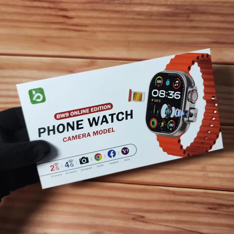Sim Supported BW9-4G / BW10-4G Sim Card Smartwatch +Hidden Camera+4G Sim slot with
2.2 inch HD Display Smart watch Carbon Free pair strap, full touch screen with one strap and wireless charger for men's and boy's. 