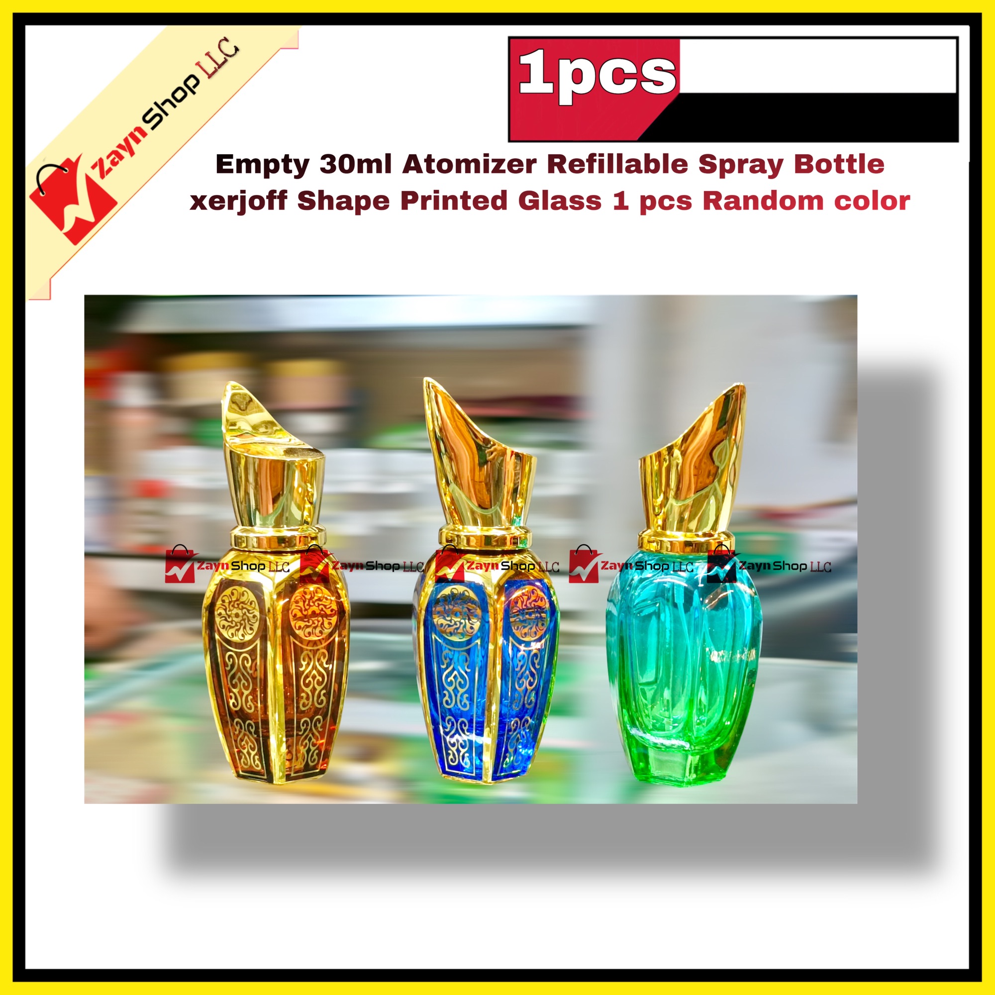 Empty 30ml Perfume Atomizer Refillable Spray Bottle xerjoff Shape Printed Glass 1 pcs Random color. 