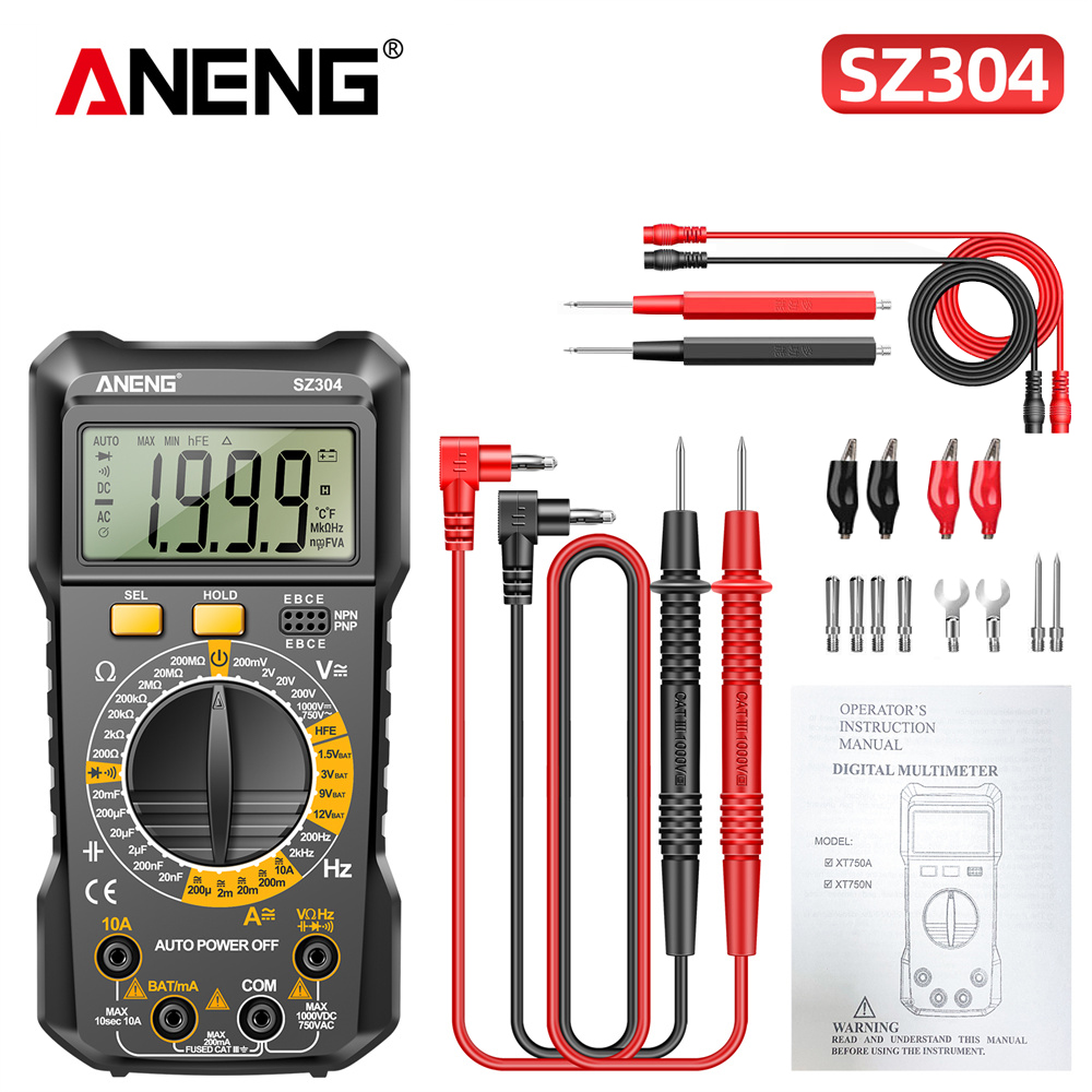 ANENG SZ304 Multifunction Digital Multimete True RMS Handheld High Precision Tester NCV AC/DC Votage Current Resistance Ohm Tool. 