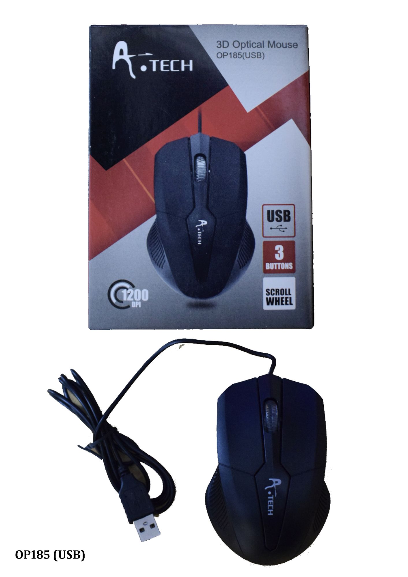 A.TECH (USB) optical Mouse model (Op185)