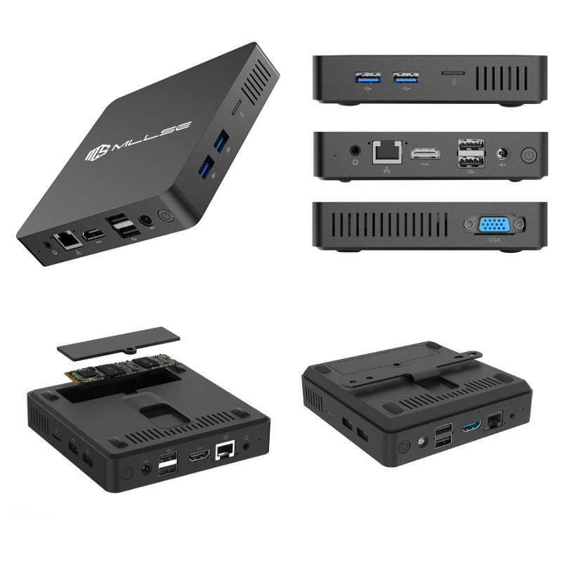 MLLSE M2 Mini PC Intel Celeron N3350 CPU 6G RAM 64G ROM USB3.0 Win10 WiFi Bluetooth 4.2 Desktop Portable Computer. 