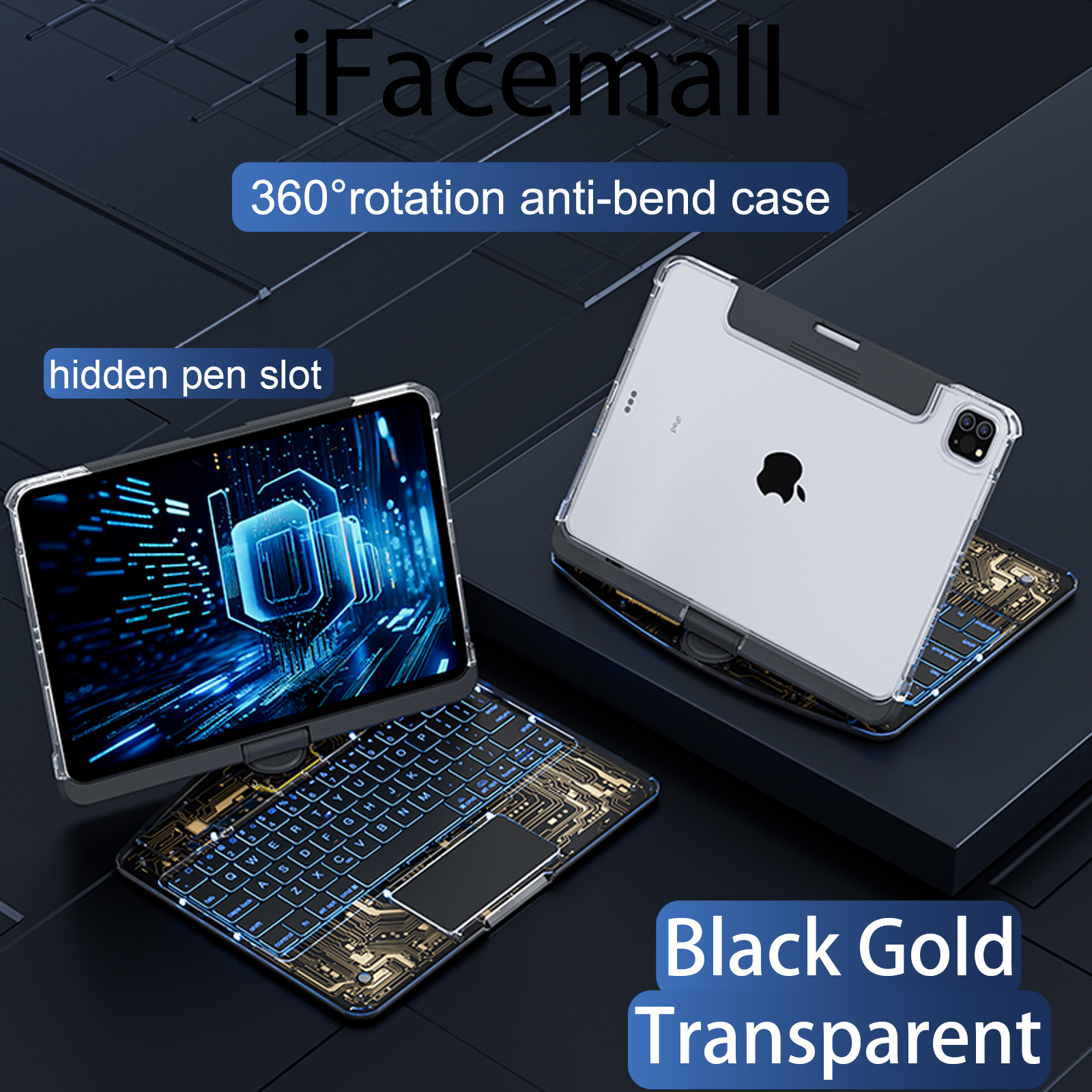 Transparent rotating Magic Keyboard for iPad Air 6 2024 for iPad Pro 11 case Pro 12.9 inch 2024 Air 4 Air 5 10.9 Air 6 13 inch. 