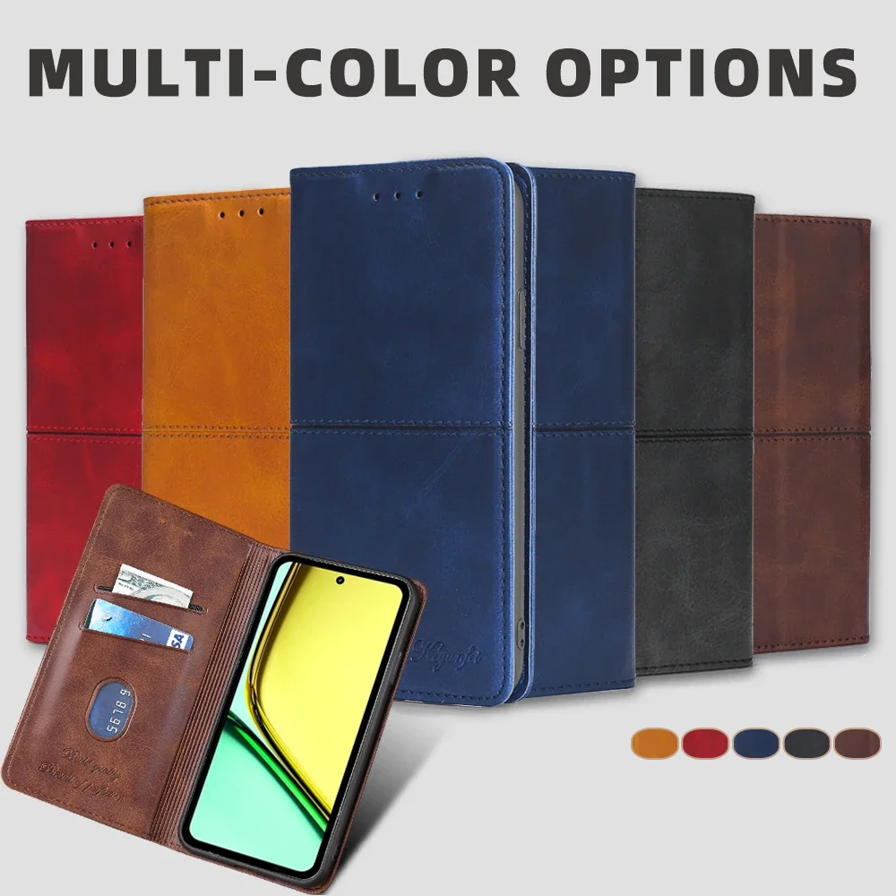 Logo embossed Book Style Cover for Realme C65 C67 C55 C53 C51 C35 C33 C31 C30 C21Y C25Y C25 C21 Magnetic Leather Flip Case