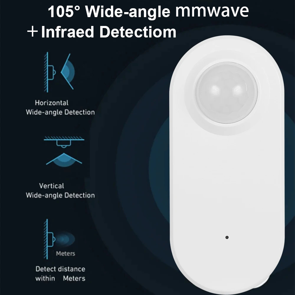 Tuya Zigbee Human Presence+ PIR Motion Detection Sensor Luminance Detector Battery operated Support Zigbee2mqtt Home Assistant. 