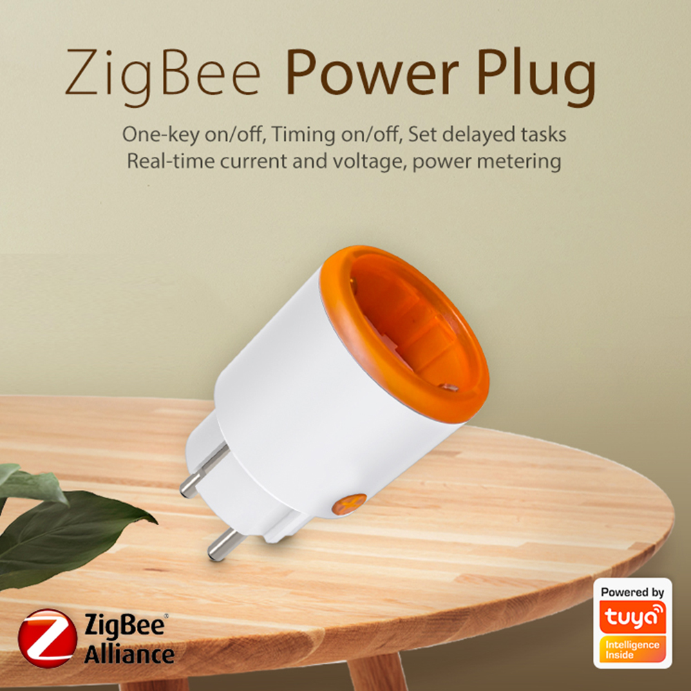 Tuya Zigbee 3.0 Smart Home Zigbee2mqtt 16A EU Outlet 3680W Power Monitor Timer Meter Compatiable With Alexa Google Assistant. 