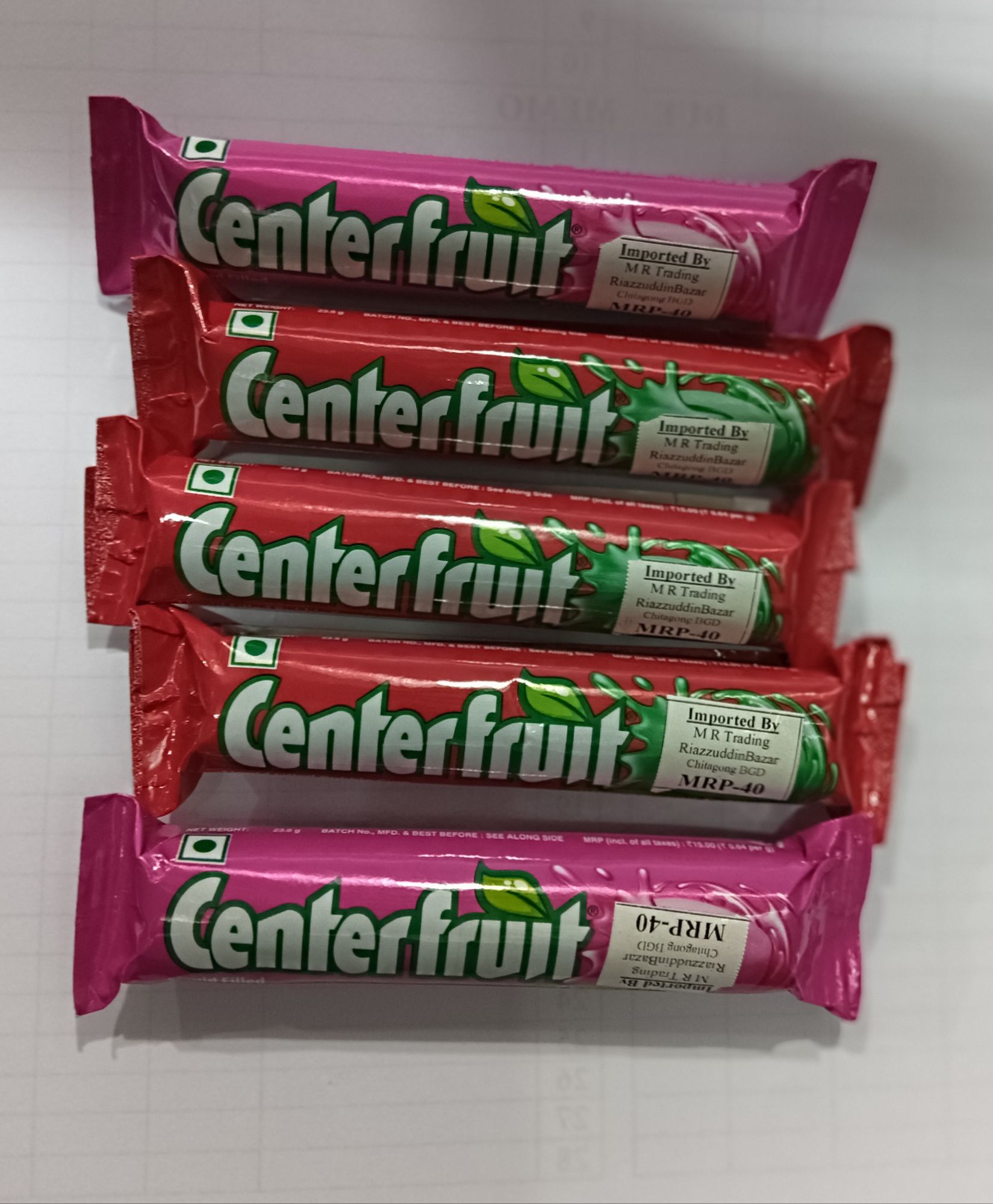 Center Fruit Chewing Gum Fruits Flavoured Stick ...5pc. (23.6gm)