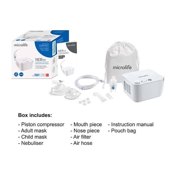 Swiss Microlife NEB 200 Active Compressor Nebulizer for Child & Adult with 3 years brand warranty by Transcom/Tronzz. 