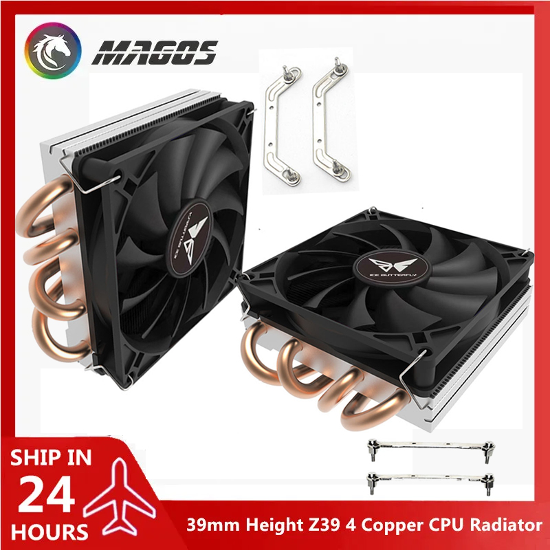 Mini ITX Case CPU Air Cooler Ultra-thin H39mm 4 Copper Heatpipes CPU Radiator 4Pin PWM For AMD AM4/ Intel 115X 1700 Platforms