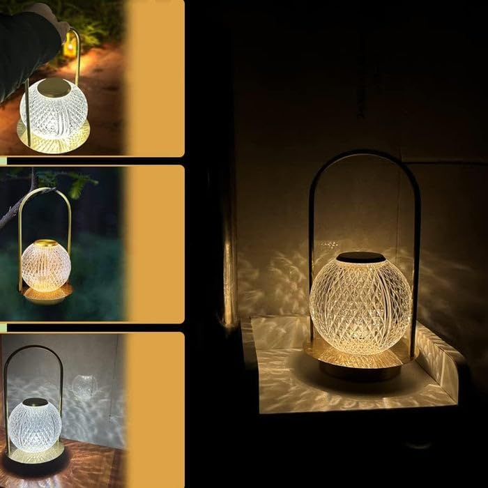Oblivion Rechargeable Crystal Ball LED Table Lamp – Elegant Cordless 7W Touch Lamp with 1800mAh Battery, Acrylic Shade, Ideal for Bedrooms, Living Room, Luxury Home Décor – Wireless, Type-C Charging Luxury Modern Round Crystal LED Lamp Touch Control Dimma. 