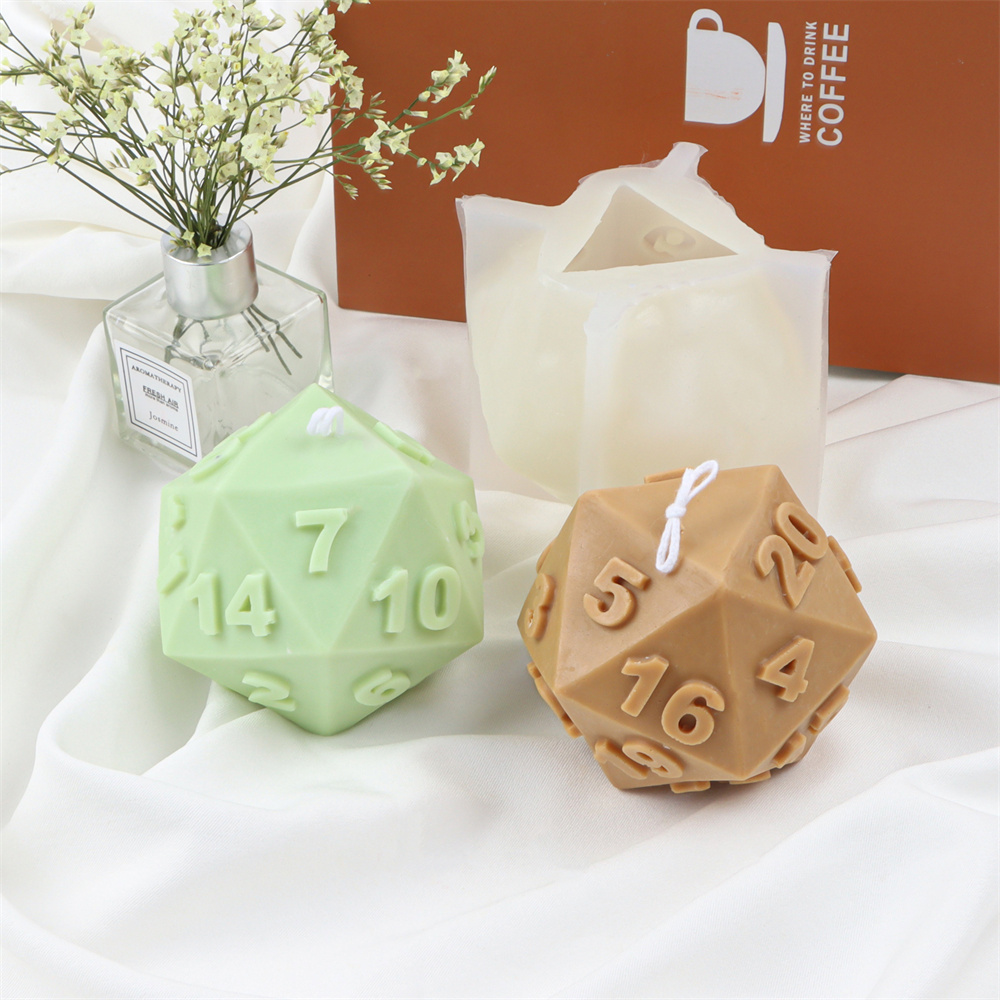 Large Silicone Polyhedral Dice Candle Mold Scented Soap Epoxy Resin Moulds Triangle Diamond Handmade Soap Making Tool. 