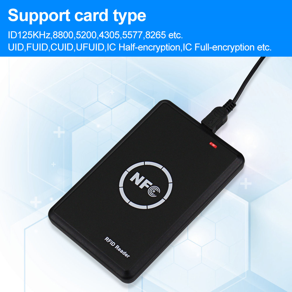 NFC Smart Card Reader Writer RFID Copier / Duplicator 125KHz 13.56MHz USB Programmer Key fobs Card ID IC EM UID EM4305 T5577 Tag. 