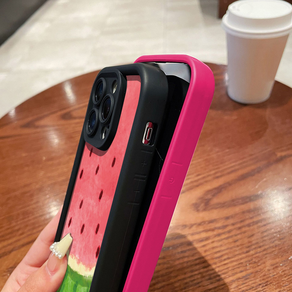 Korean Cute Watermelon Phone Case For iPhone 14 Pro Case iPhone 11 13 12 15 Pro Max XR XS X 7 8 Plus SE Matte Shockproof Cover. 