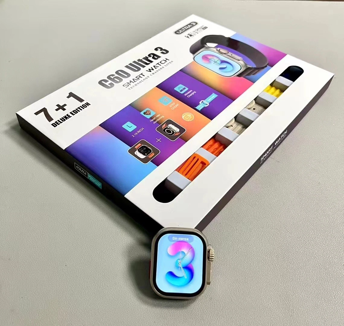 C60 Ultra 3 Smart Watch – 2.19” Ultra HD Display, 7+1 Deluxe Edition, Fitness & Health Tracker, Wireless Charging, Heart Rate Monitor, Bluetooth Smartwatch ⌚📱🏃‍♂️. 
