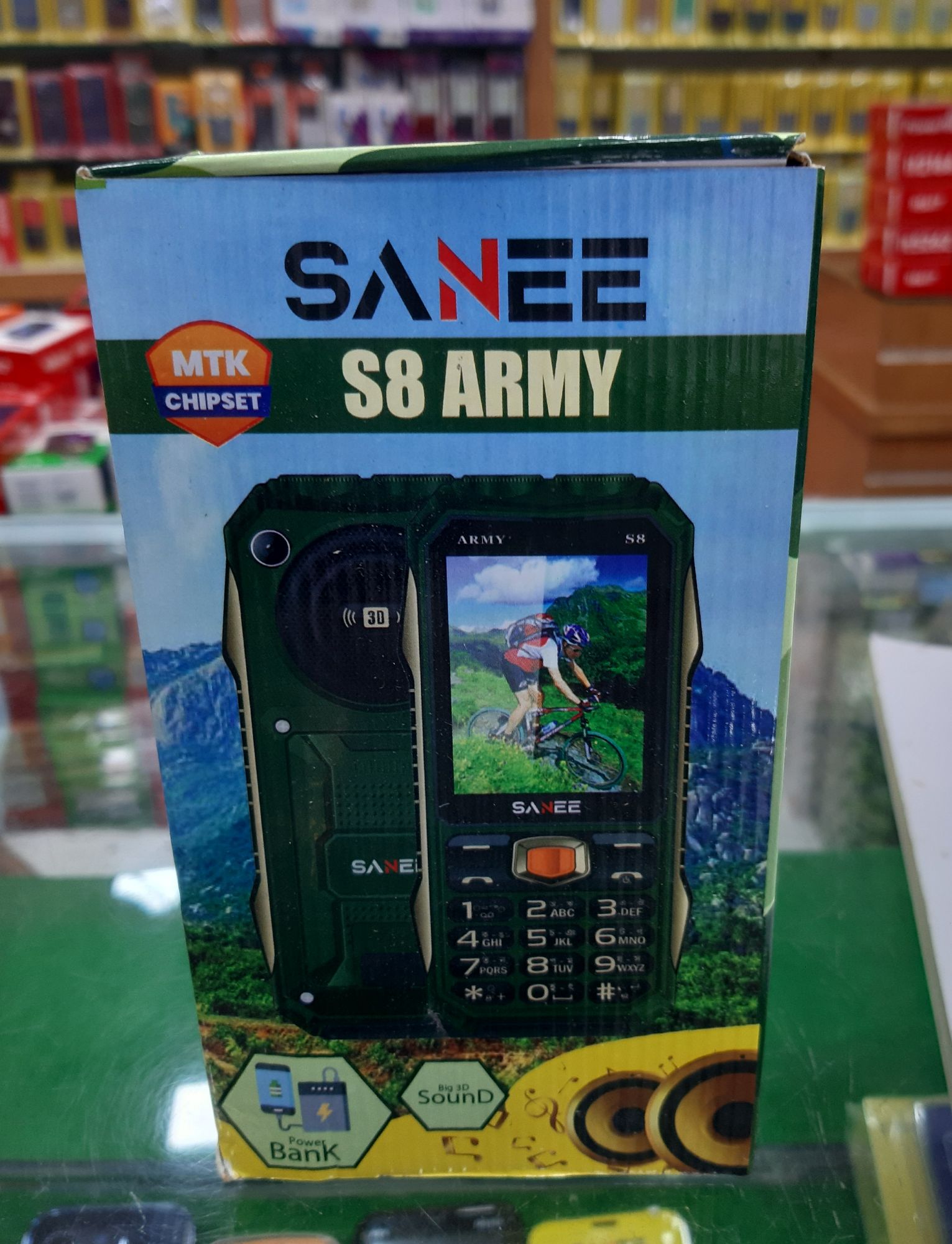 Sanee S8 Army Power Bank Phone 6000mAh Dual Sim with big torch