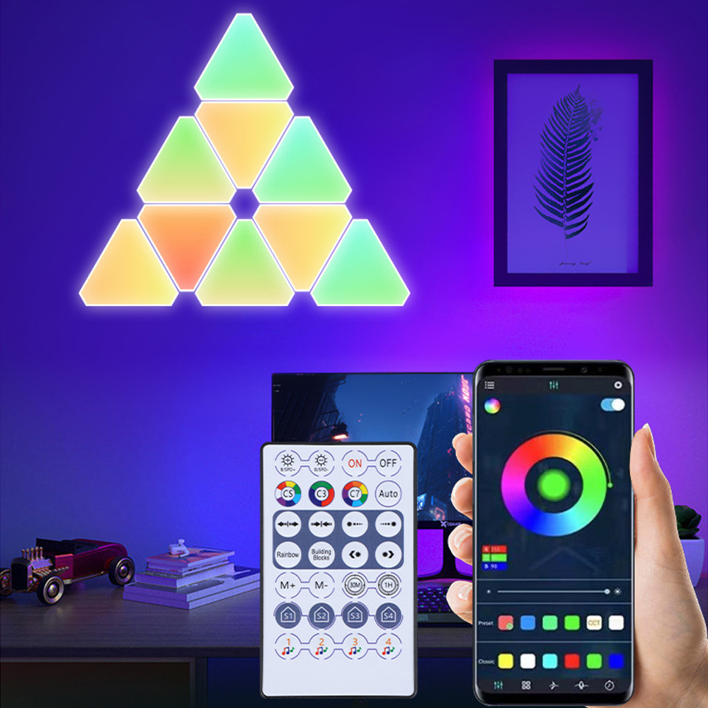 RGB Triangle Wall Light LED Quantum Lamp 5V USB WIFI Bluetooth Music Sync Game Ambient Light For Gaming Bedroom Store Decoration. 