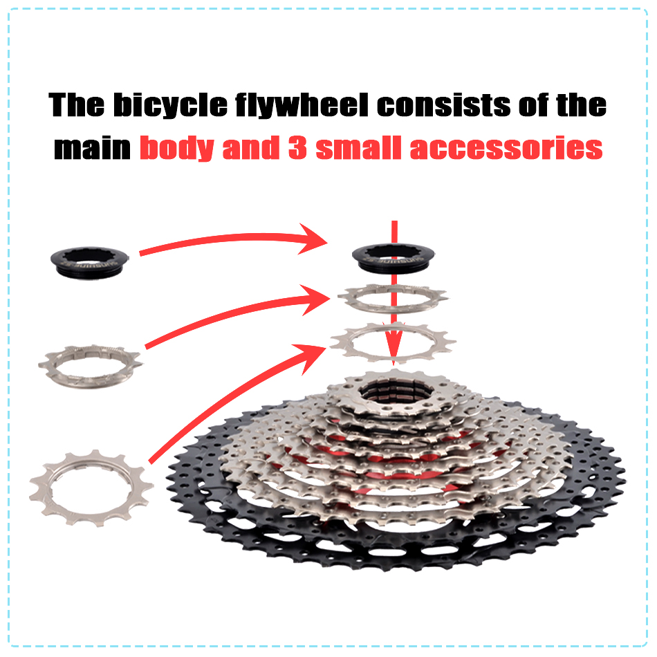 SUNSHINE Bicycle Cassette 8/9/10/11/12Speed Freewheel 32/36T/40T/42T/46T/50T/52T Sprocket HG Structure Flywheel For SHIMANO/SRAM. 
