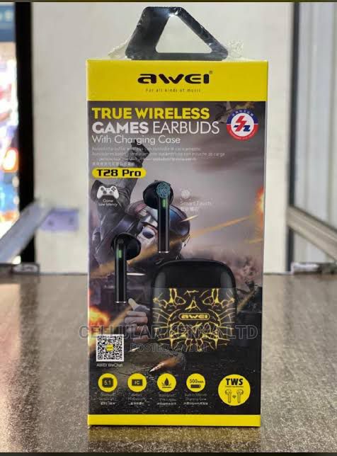 AWEI T28 Pro TWS RGB Ambient light Bluetooth v5.1 GAMING EARBUDS with Charging Case. 