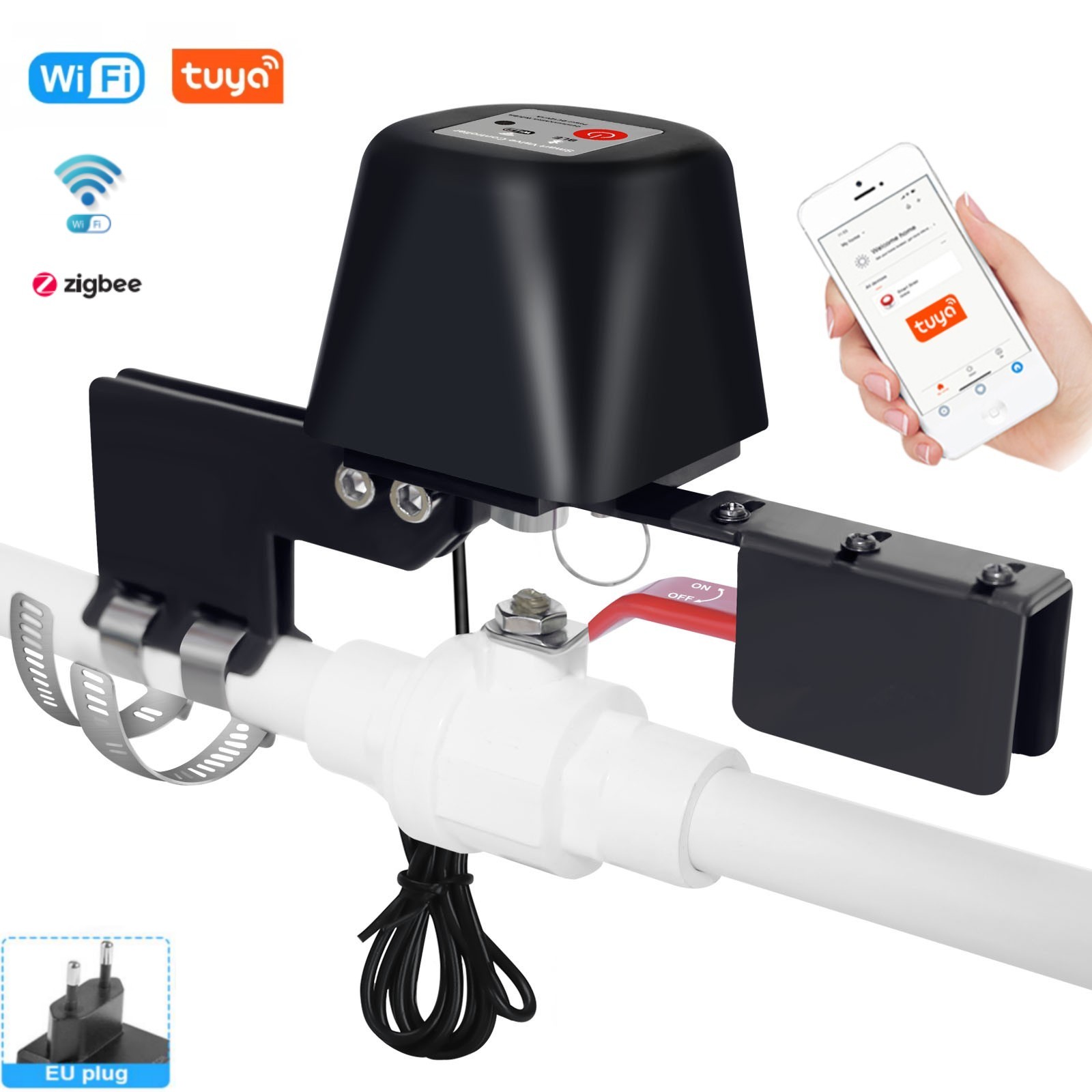 Tuya WiFi Zigbee Automatic Gas Water Heater Valve Controller Smart Home Remote Control Manipulator Work With Alexa Google Home. 