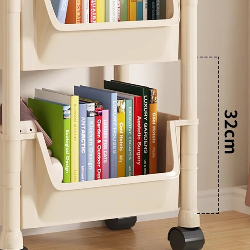 Trolley Bookshelf Portable Creative Kitchen Storage Rack Living Room Mobile Display Cabinet Corner Movable Bookshelf With Wheels. 
