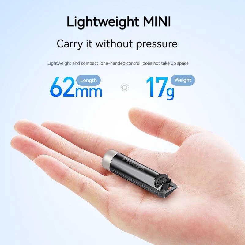 Philips Newest Portable Flashlight LED Rechargeable UV Light Mini Flashlights Camping Lamp for Hiking Self Defense. 