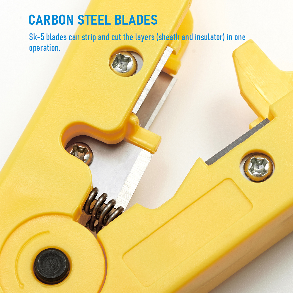 All-In-One Stripping Tool Wire Stripper RG59 RG6 RG11 RG7 Coaxial Cable Stripper Cutter  Pliers for Round Cable and Flat Cable. 