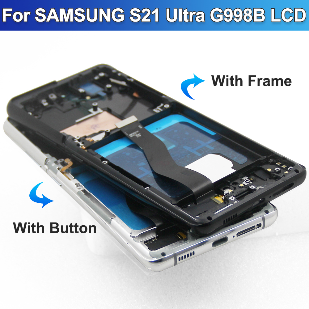 For AMOLED LCD Display For Samsung S21 Ultra 5G G998F G998B LCD Display Touch Screen with Frame Repair Parts. 