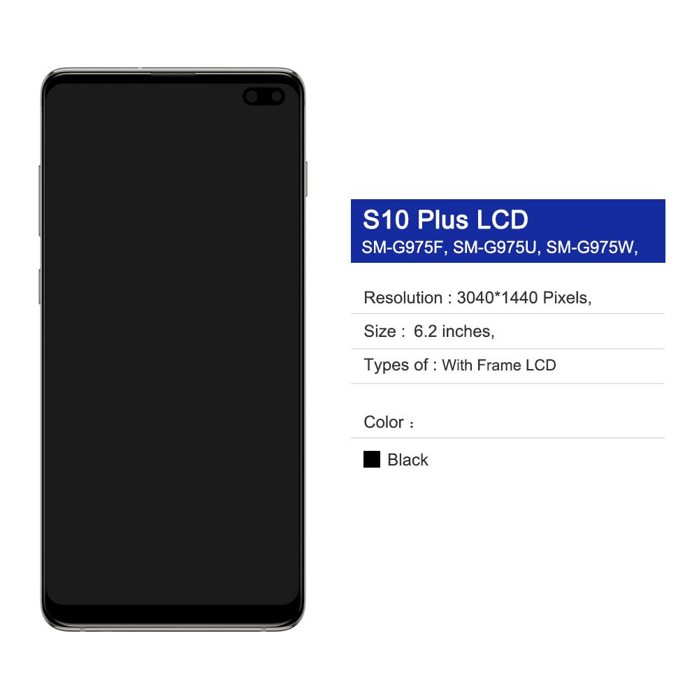 TFT Display With Frame For Samsung Galaxy S10 Plus LCD Display Replacement Touch Screen Digitizer For Galaxy S10 Plus/S10+ G975F. 