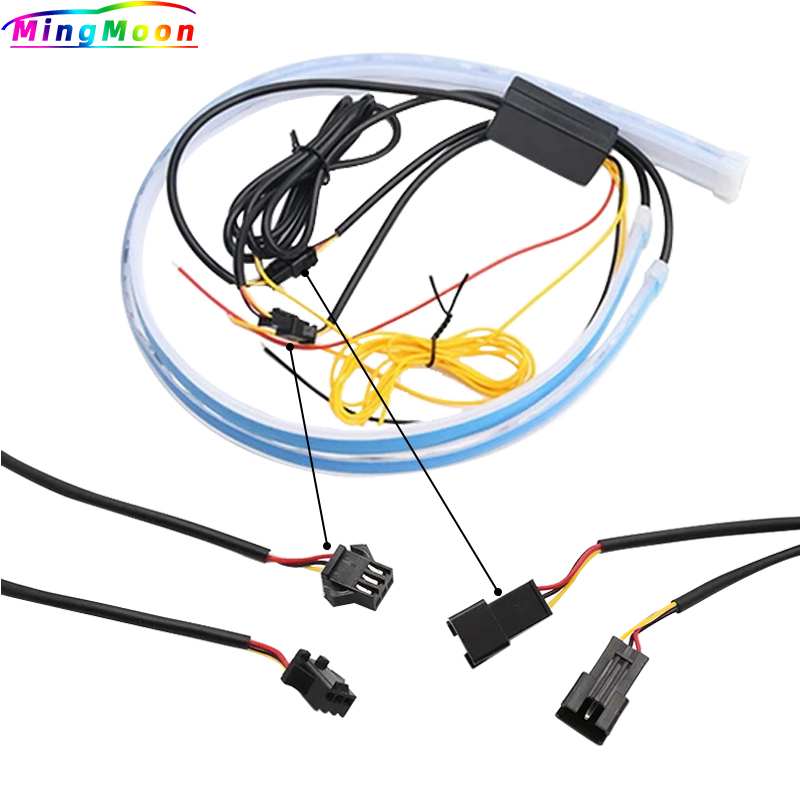 Car Sequential Flowing RGB Daytime Running Light DRL Remote/APP Multi Color LED Strip Turn Signal Lights For Headlight. 