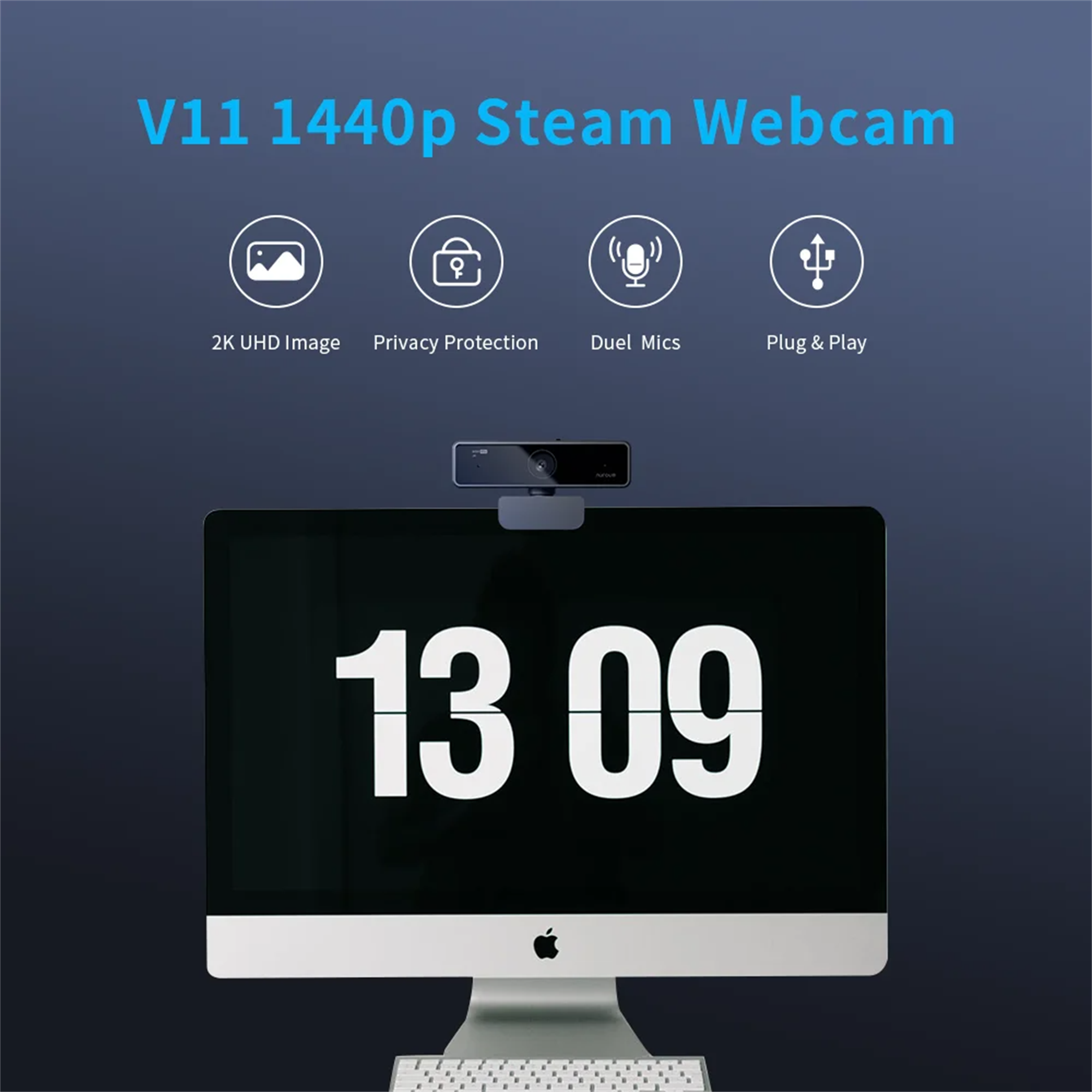 NUROUM V11 2K Webcam With Dual Microphone 1080P 60fps 1440P 30fps FHD Computer Mini Web Camera USB for PC Laptop. 