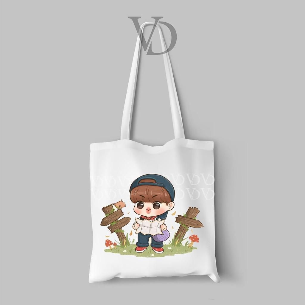 bts jin chibi tote bag handpaint