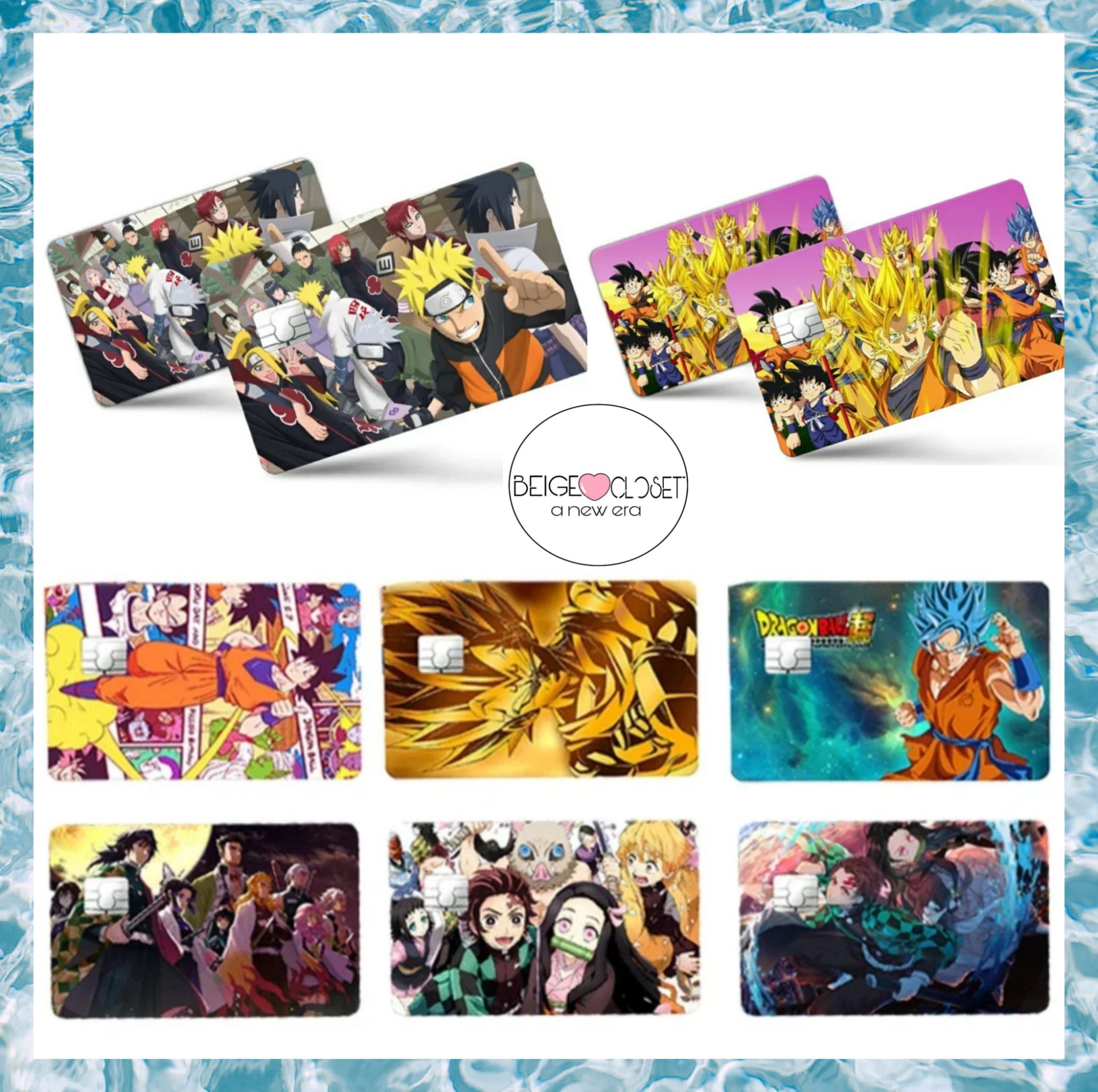 Credit Card anime Stickers Both side Beige closet Debit card sticker all Type card stickers Dragon Ball Z Naruto Funny credit card sticker sticker for debit card